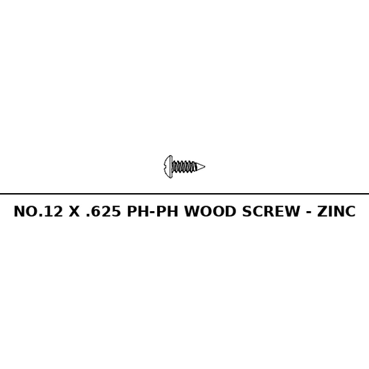 NO.12 X .625 Ph-ph Wood Screw - Zinc