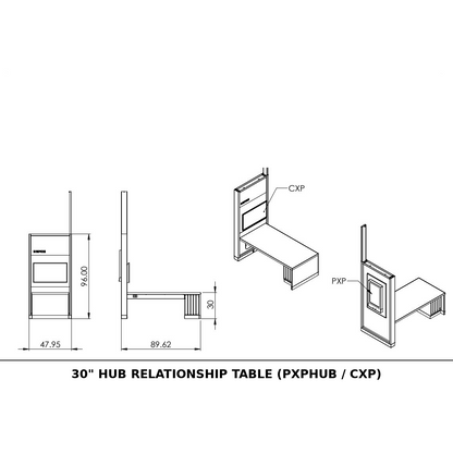 Retail 2.0 30"H Relationship Table W/PXP Hub/CXP - 21400588