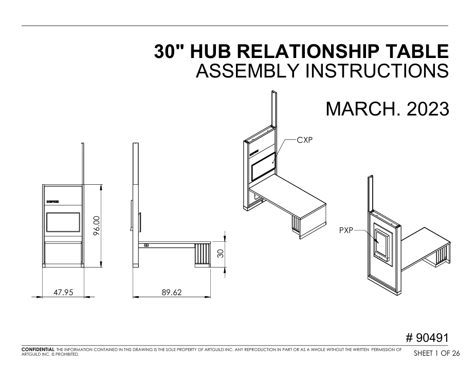 Assembly Guide PDF: Retail 2.0 30"H Relationship Table W/PXP Hub/CXP - 21400588